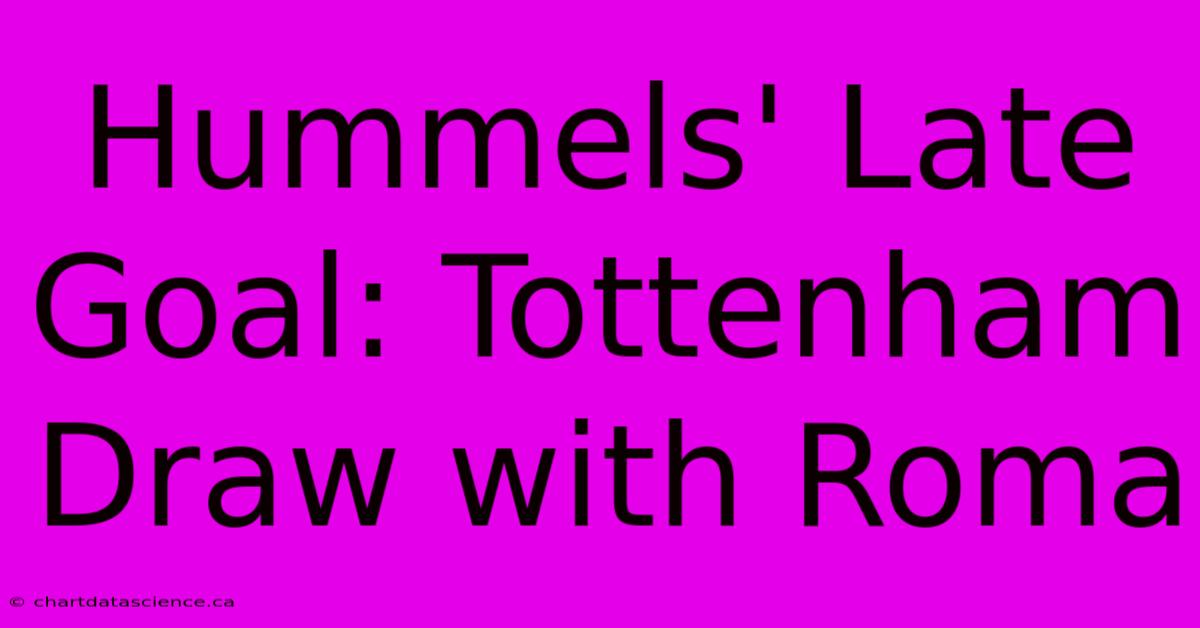 Hummels' Late Goal: Tottenham Draw With Roma