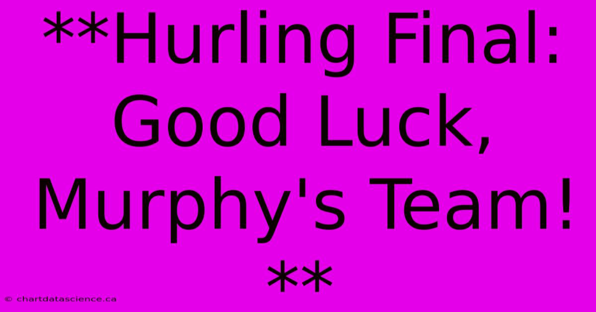 **Hurling Final: Good Luck, Murphy's Team!**