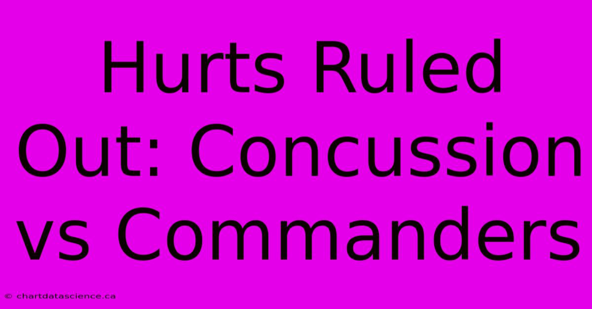 Hurts Ruled Out: Concussion Vs Commanders