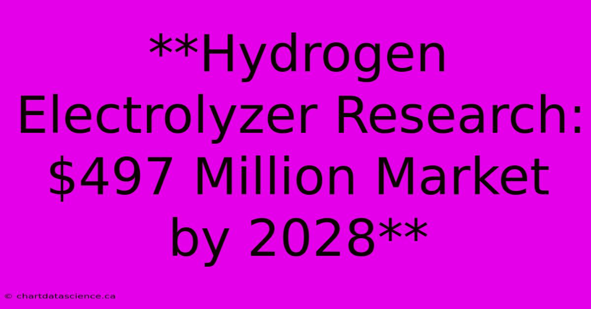 **Hydrogen Electrolyzer Research: $497 Million Market By 2028**