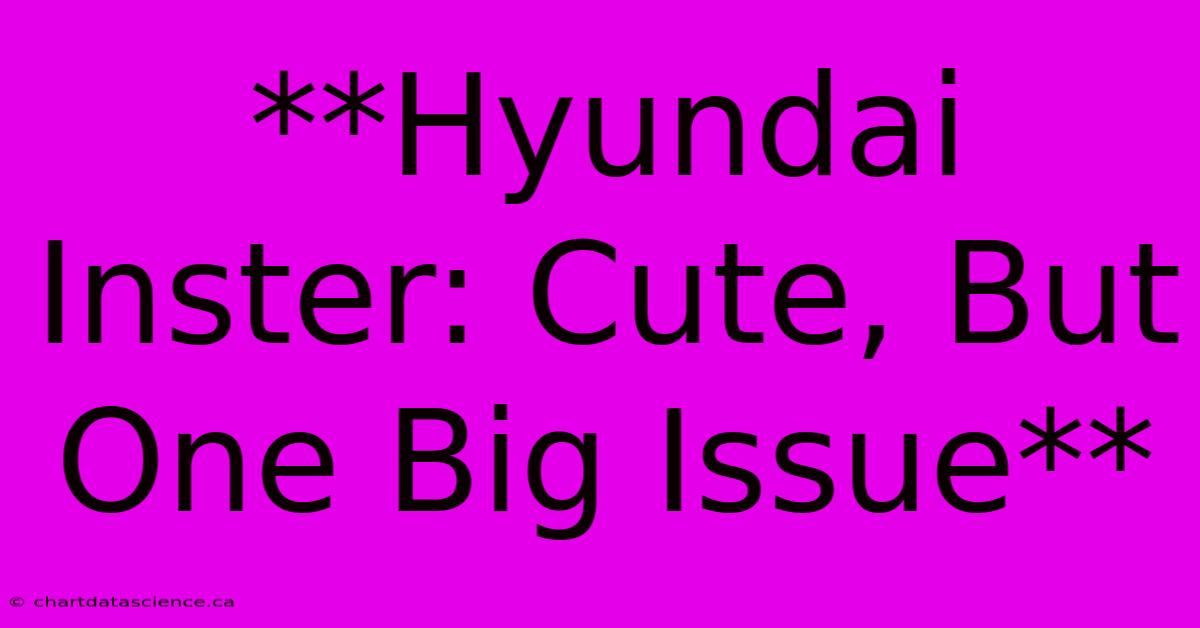 **Hyundai Inster: Cute, But One Big Issue** 