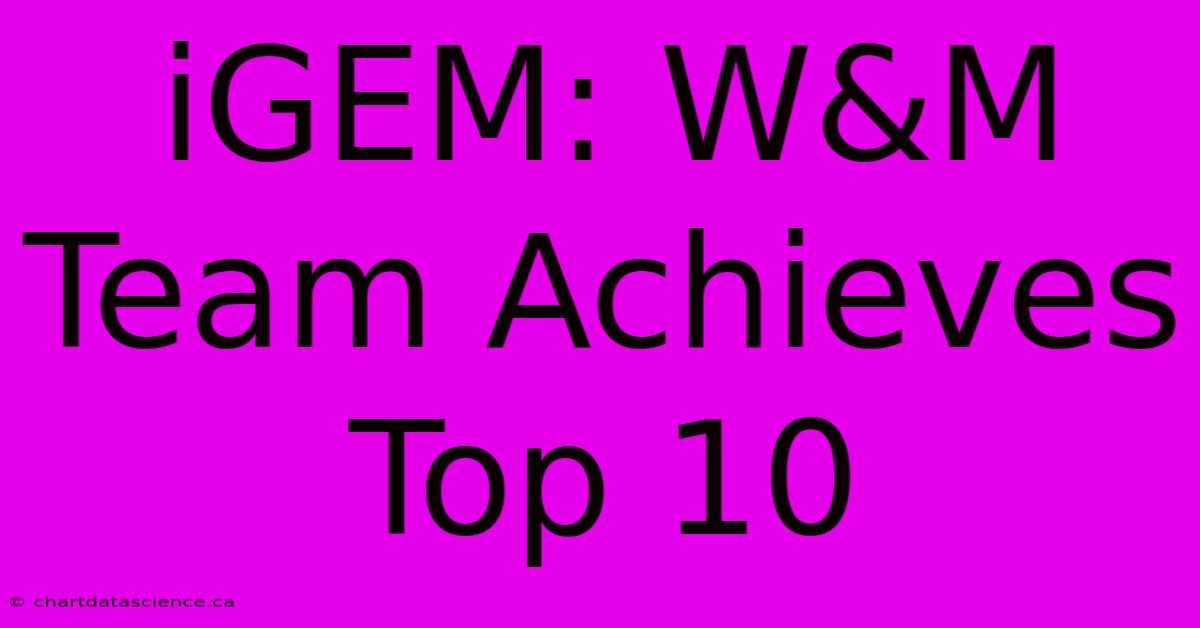 IGEM: W&M Team Achieves Top 10