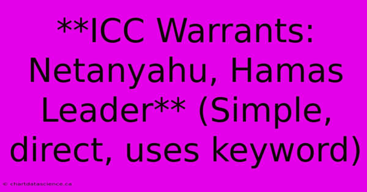 **ICC Warrants: Netanyahu, Hamas Leader** (Simple, Direct, Uses Keyword)