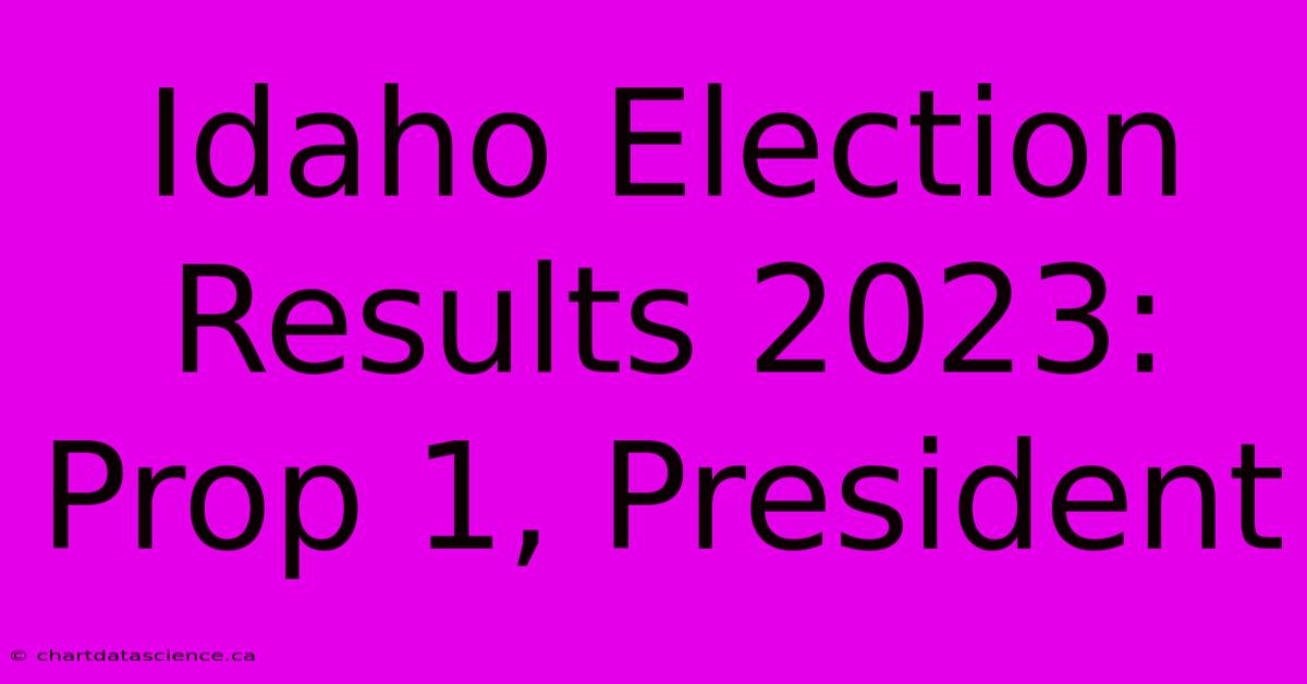 Idaho Election Results 2023: Prop 1, President