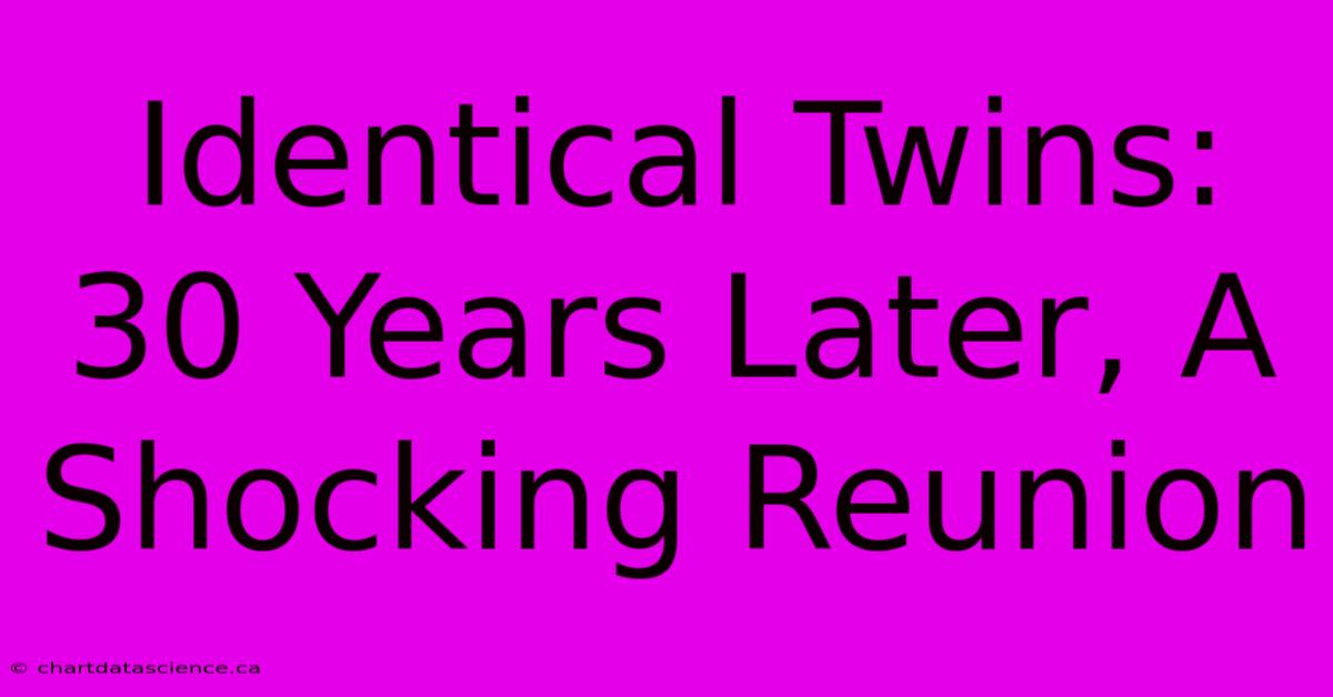 Identical Twins: 30 Years Later, A Shocking Reunion