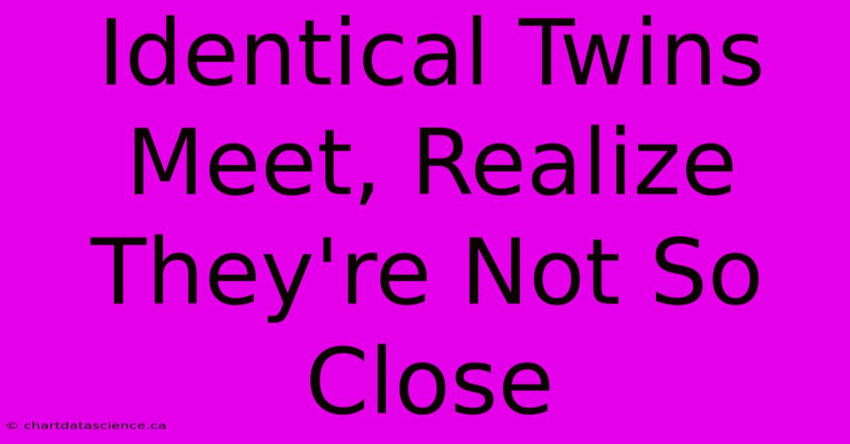 Identical Twins Meet, Realize They're Not So Close