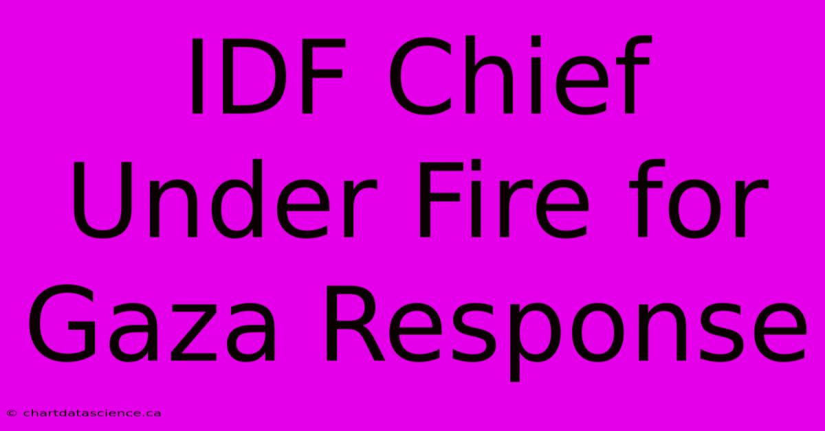 IDF Chief Under Fire For Gaza Response