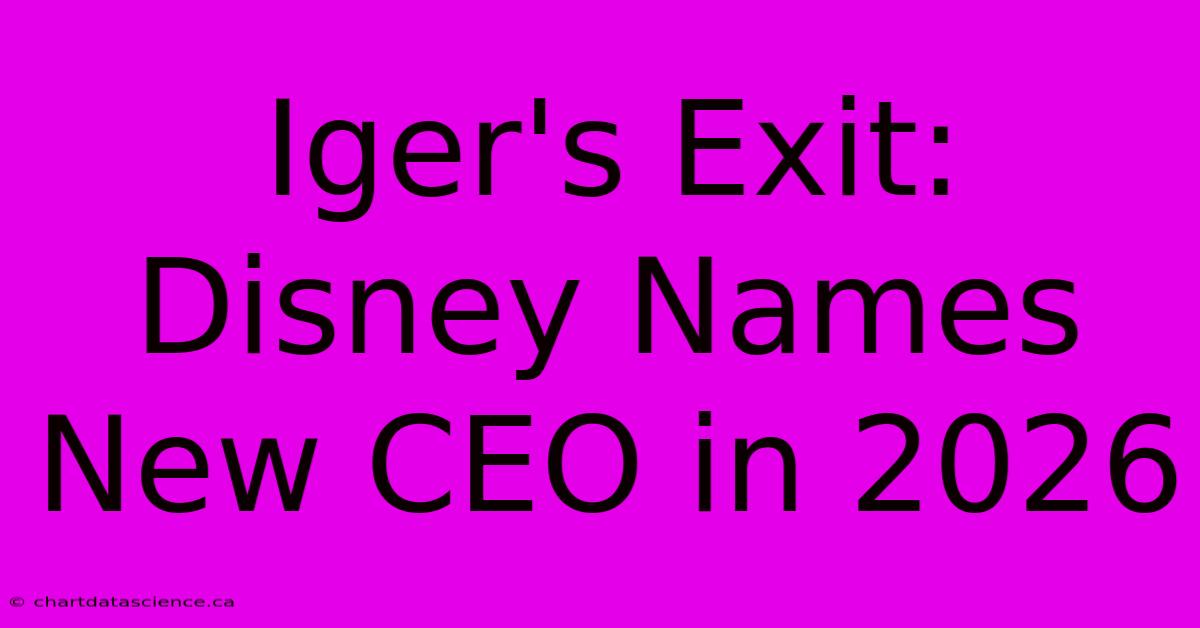 Iger's Exit: Disney Names New CEO In 2026