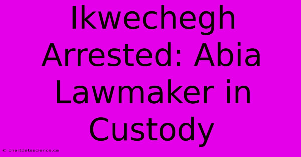 Ikwechegh Arrested: Abia Lawmaker In Custody 