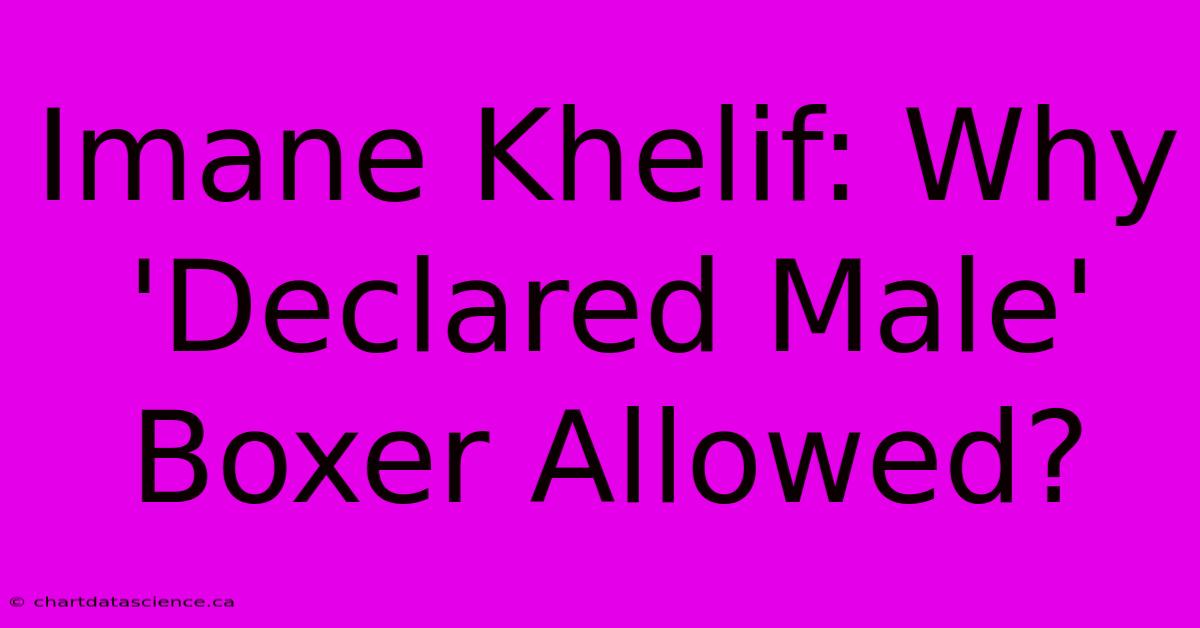 Imane Khelif: Why 'Declared Male' Boxer Allowed?