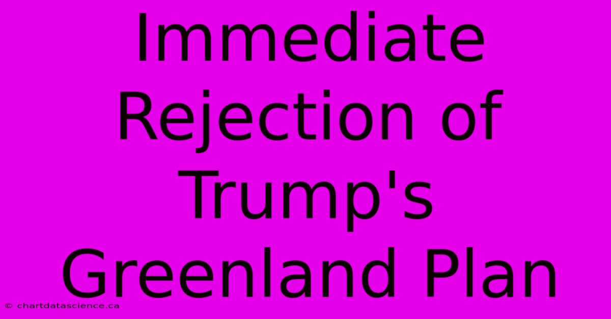 Immediate Rejection Of Trump's Greenland Plan