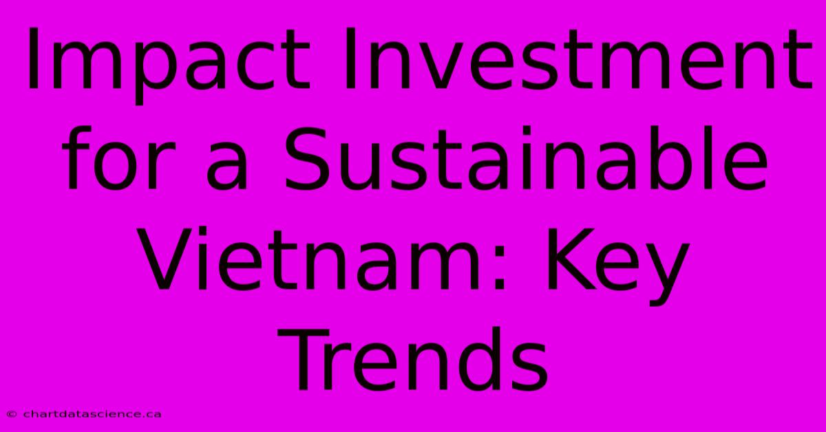 Impact Investment For A Sustainable Vietnam: Key Trends