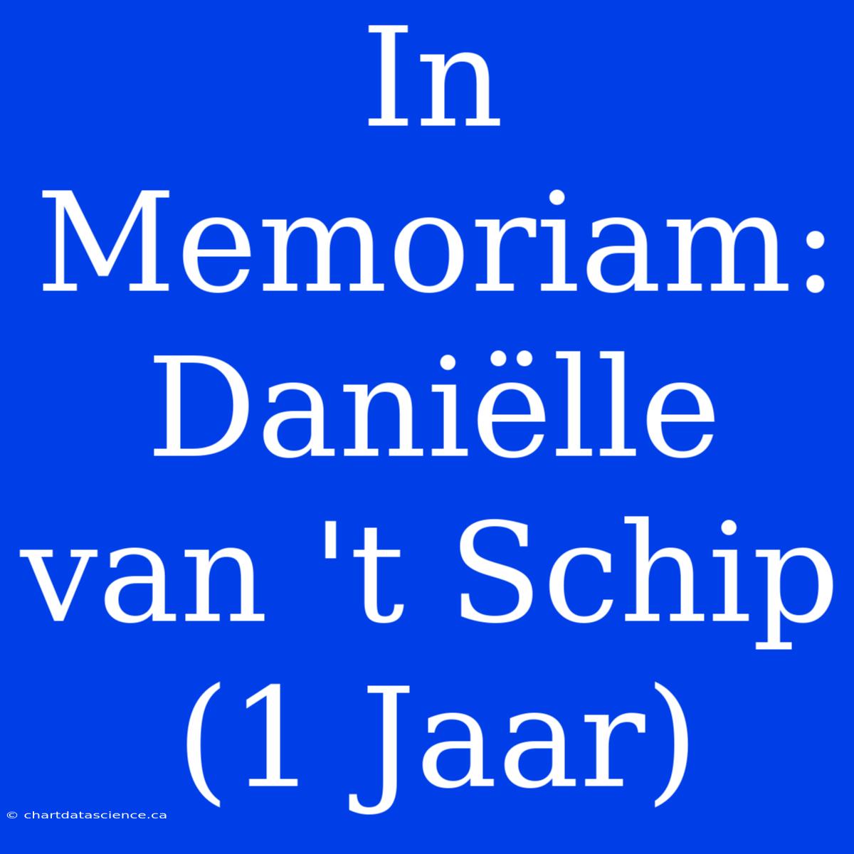 In Memoriam: Daniëlle Van 't Schip (1 Jaar)