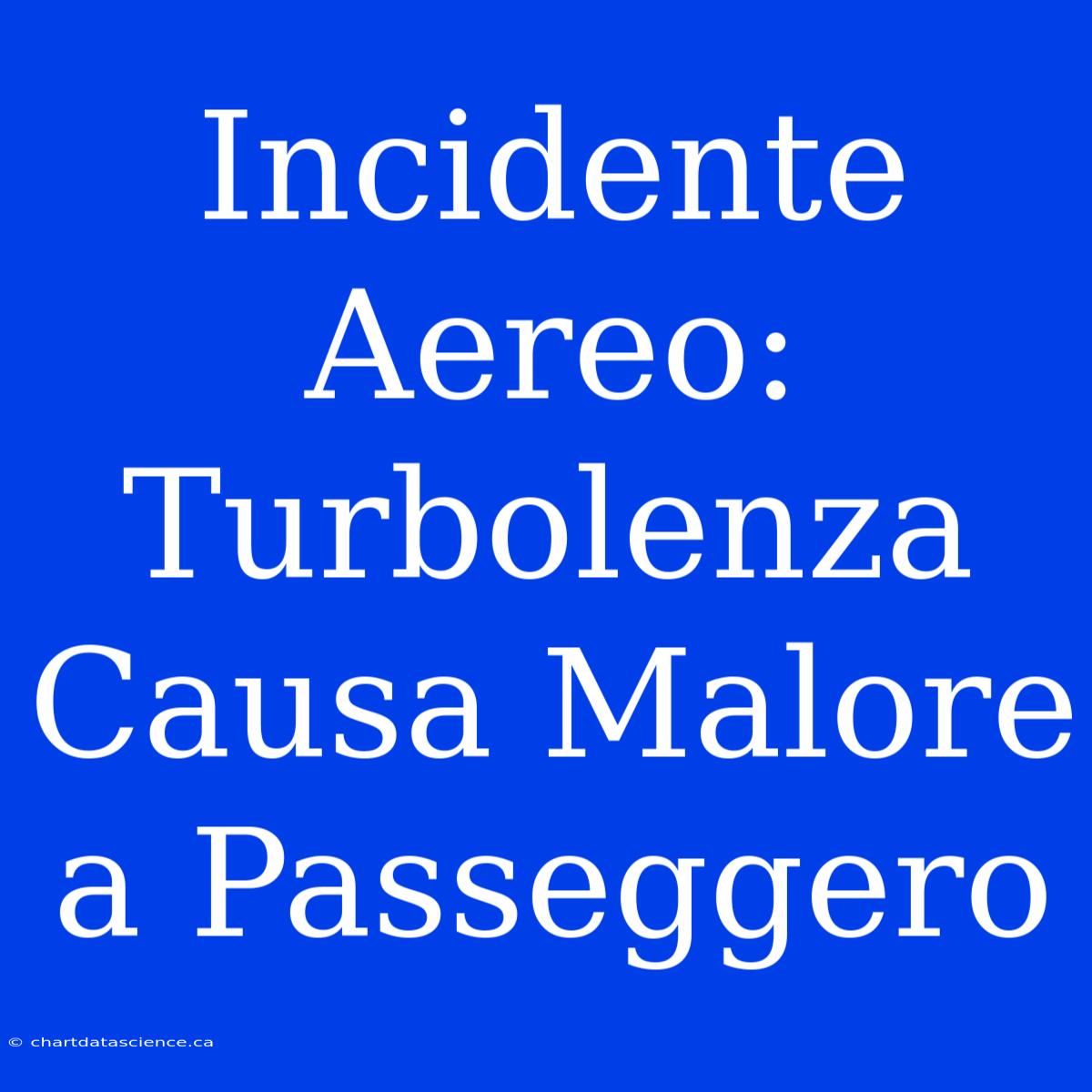 Incidente Aereo: Turbolenza Causa Malore A Passeggero