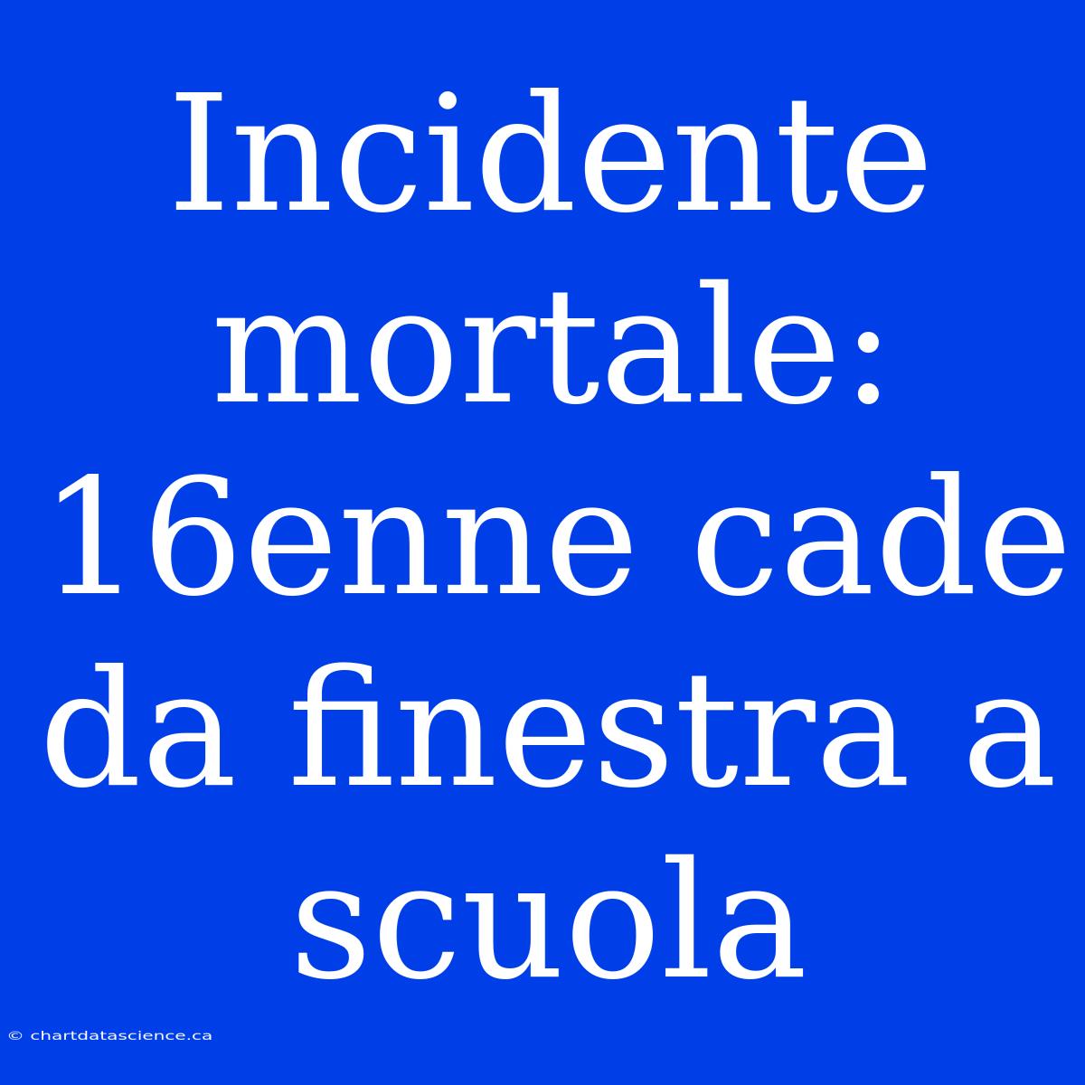 Incidente Mortale: 16enne Cade Da Finestra A Scuola