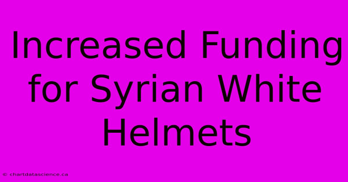 Increased Funding For Syrian White Helmets