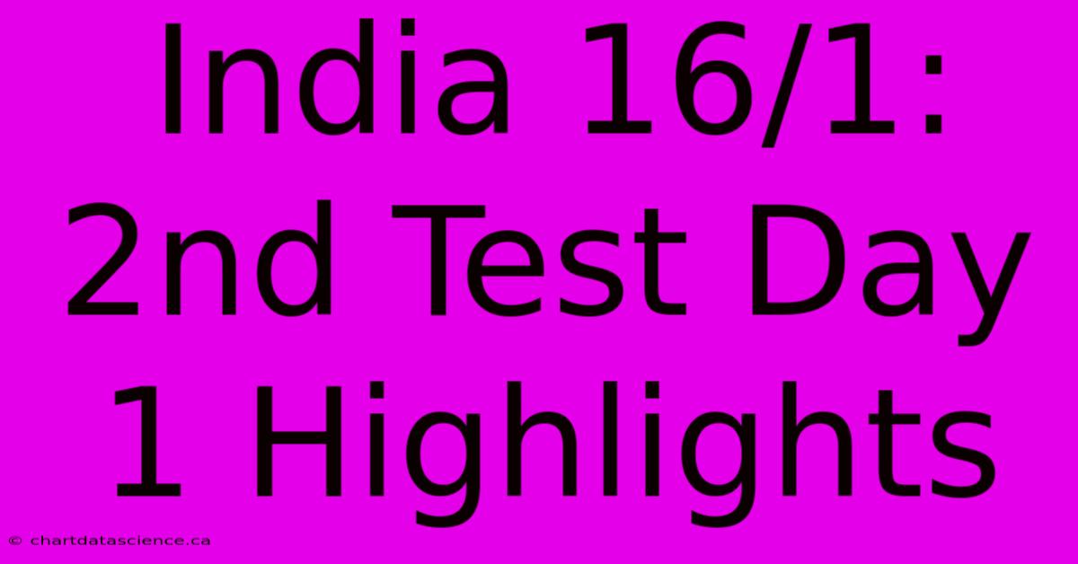 India 16/1: 2nd Test Day 1 Highlights