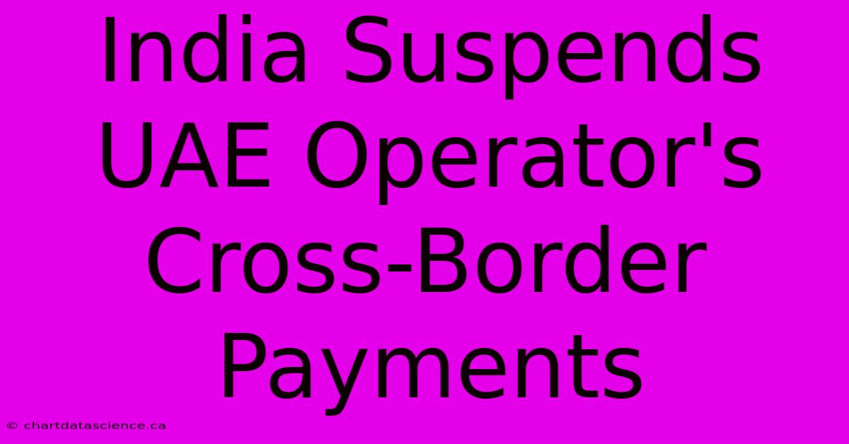 India Suspends UAE Operator's Cross-Border Payments