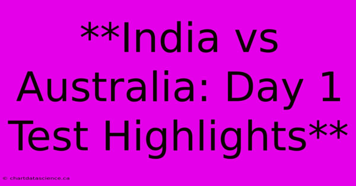 **India Vs Australia: Day 1 Test Highlights**