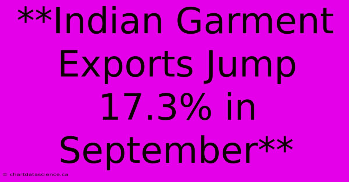 **Indian Garment Exports Jump 17.3% In September**