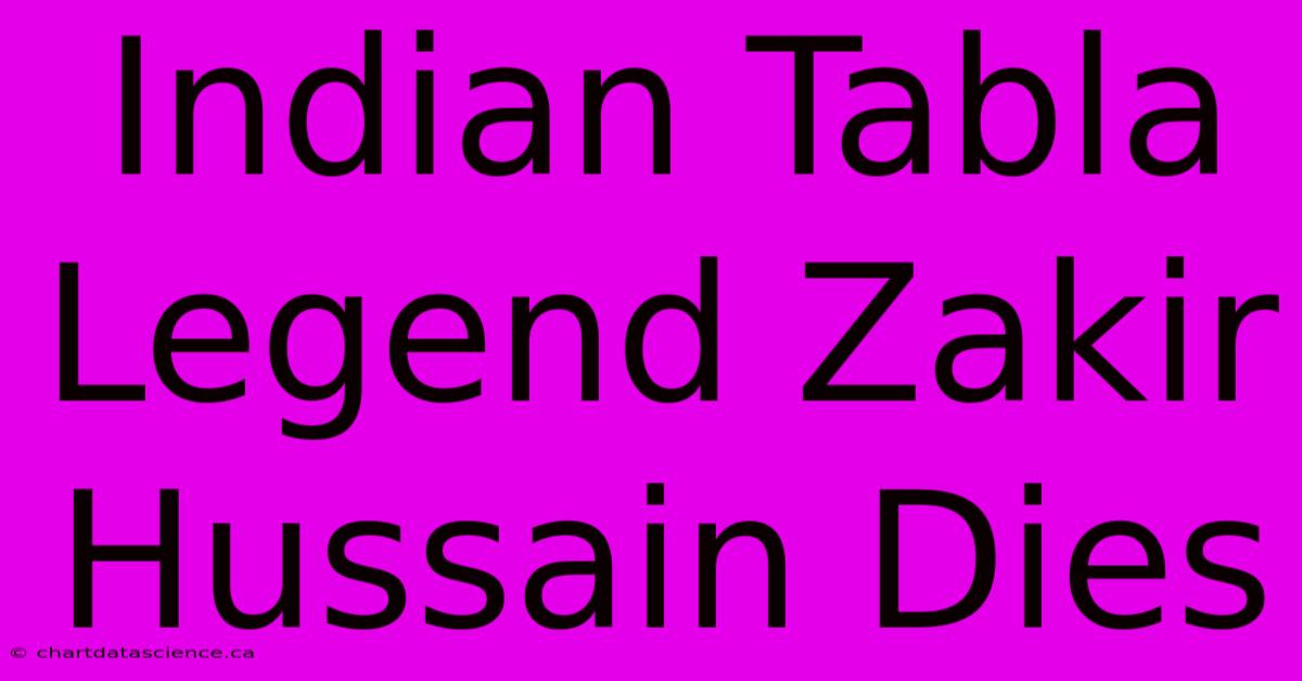 Indian Tabla Legend Zakir Hussain Dies