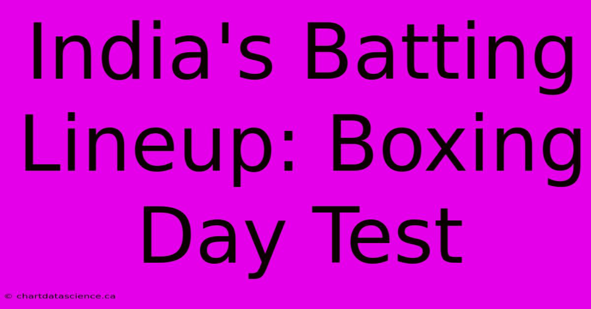 India's Batting Lineup: Boxing Day Test