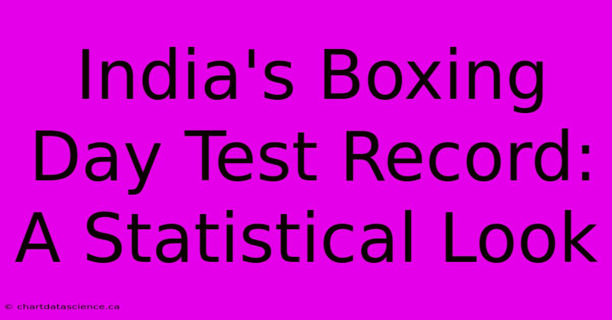 India's Boxing Day Test Record: A Statistical Look