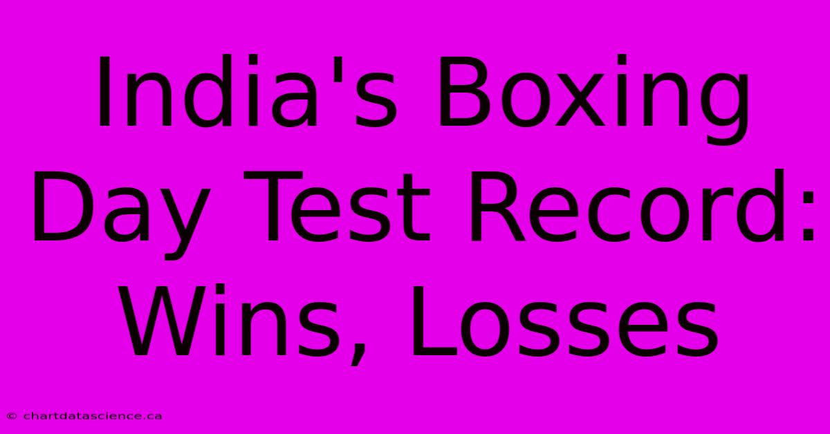 India's Boxing Day Test Record: Wins, Losses