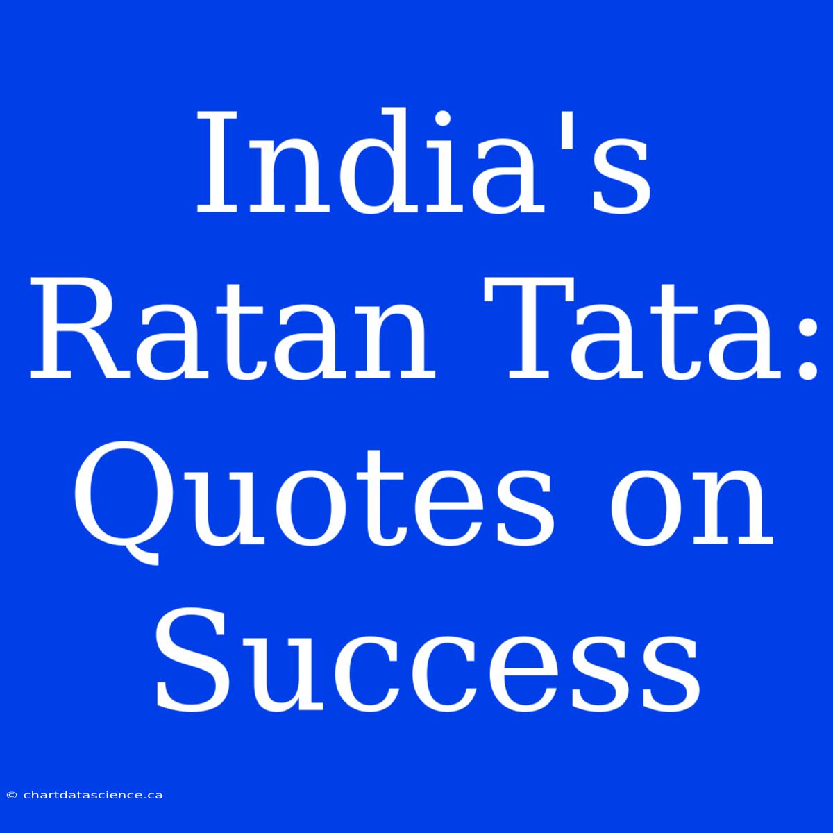 India's Ratan Tata: Quotes On Success