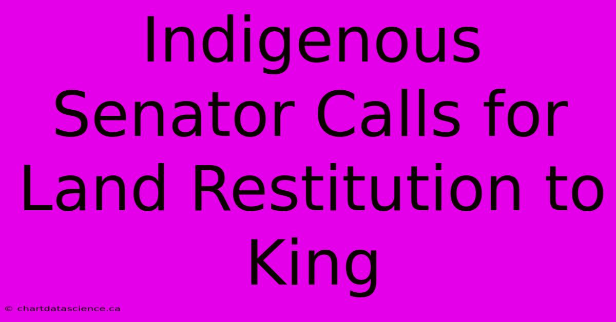 Indigenous Senator Calls For Land Restitution To King