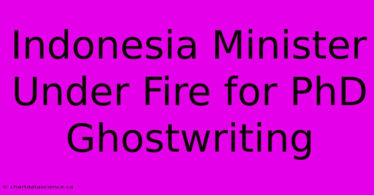 Indonesia Minister Under Fire For PhD Ghostwriting 