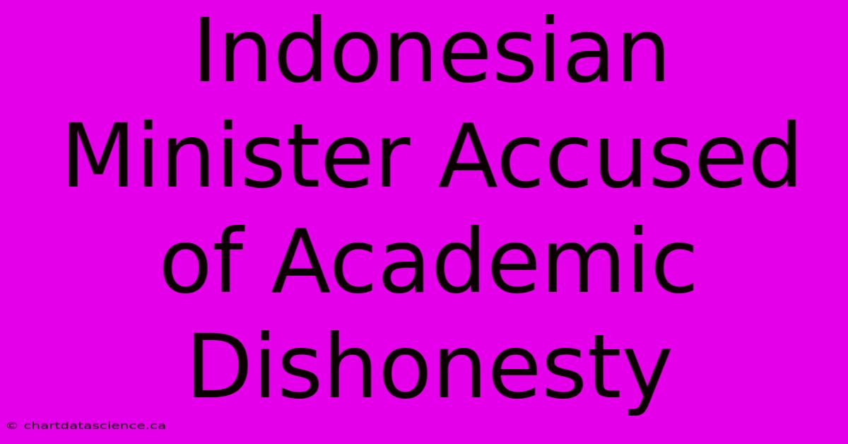 Indonesian Minister Accused Of Academic Dishonesty