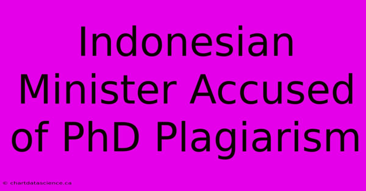 Indonesian Minister Accused Of PhD Plagiarism