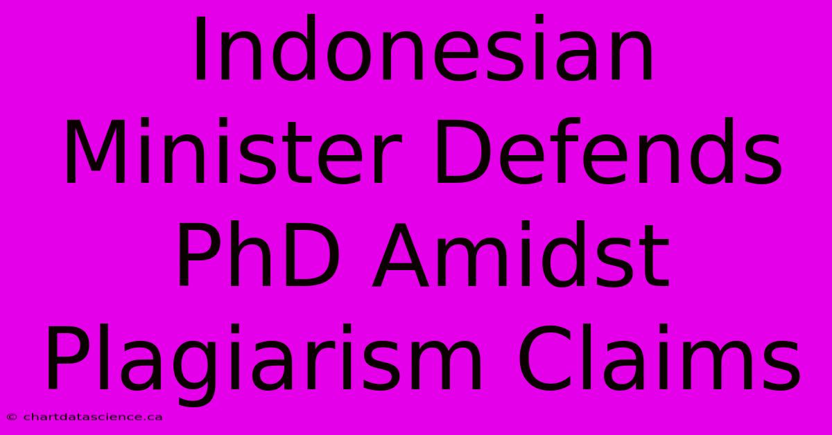 Indonesian Minister Defends PhD Amidst Plagiarism Claims