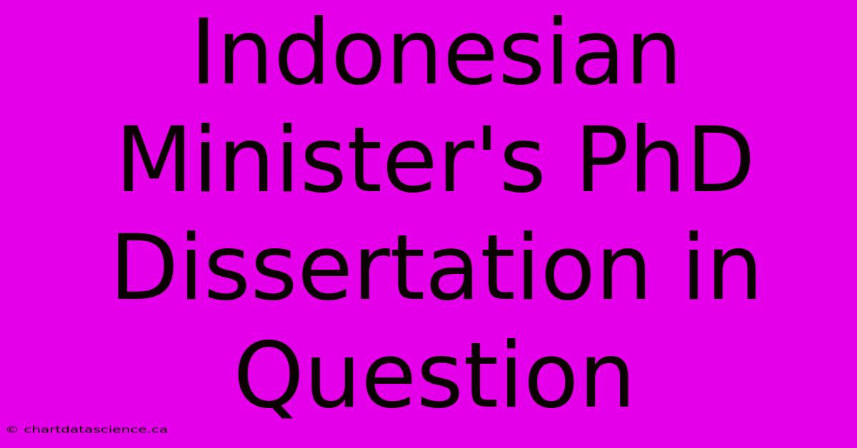 Indonesian Minister's PhD Dissertation In Question