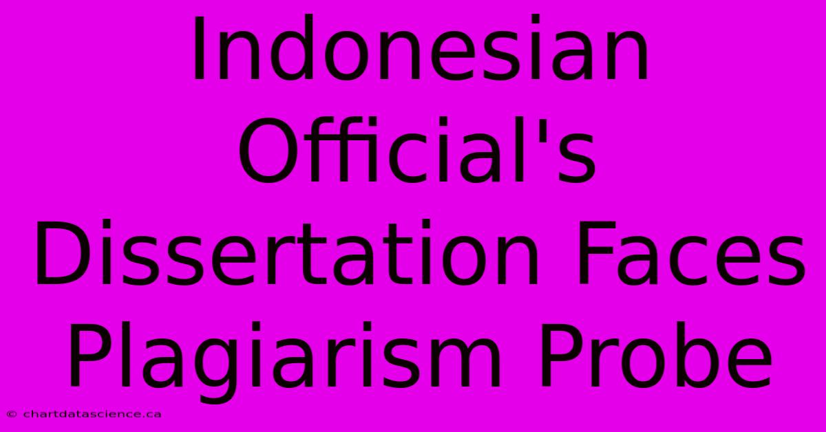 Indonesian Official's Dissertation Faces Plagiarism Probe