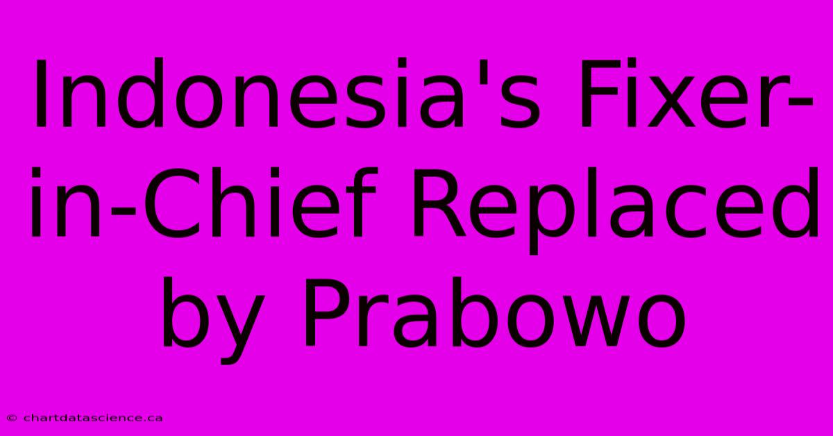 Indonesia's Fixer-in-Chief Replaced By Prabowo