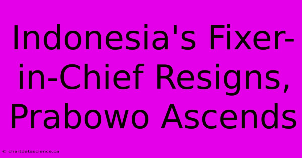 Indonesia's Fixer-in-Chief Resigns, Prabowo Ascends