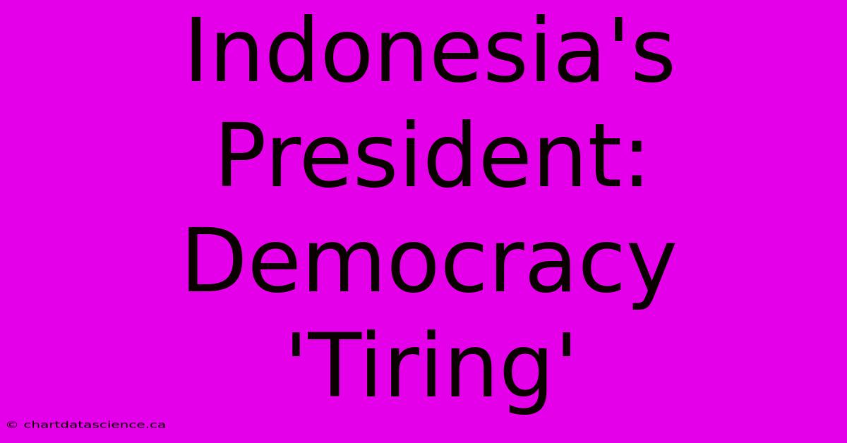 Indonesia's President: Democracy  'Tiring' 