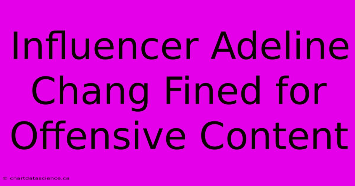 Influencer Adeline Chang Fined For Offensive Content