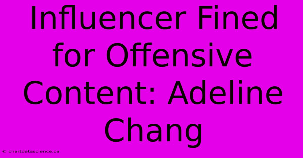 Influencer Fined For Offensive Content: Adeline Chang