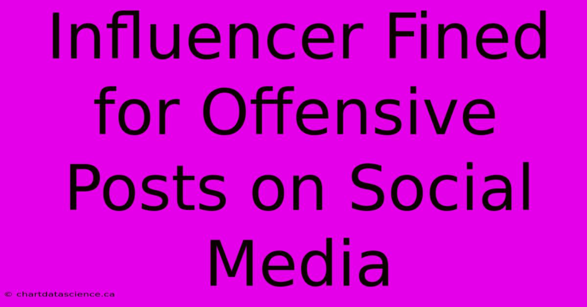 Influencer Fined For Offensive Posts On Social Media 