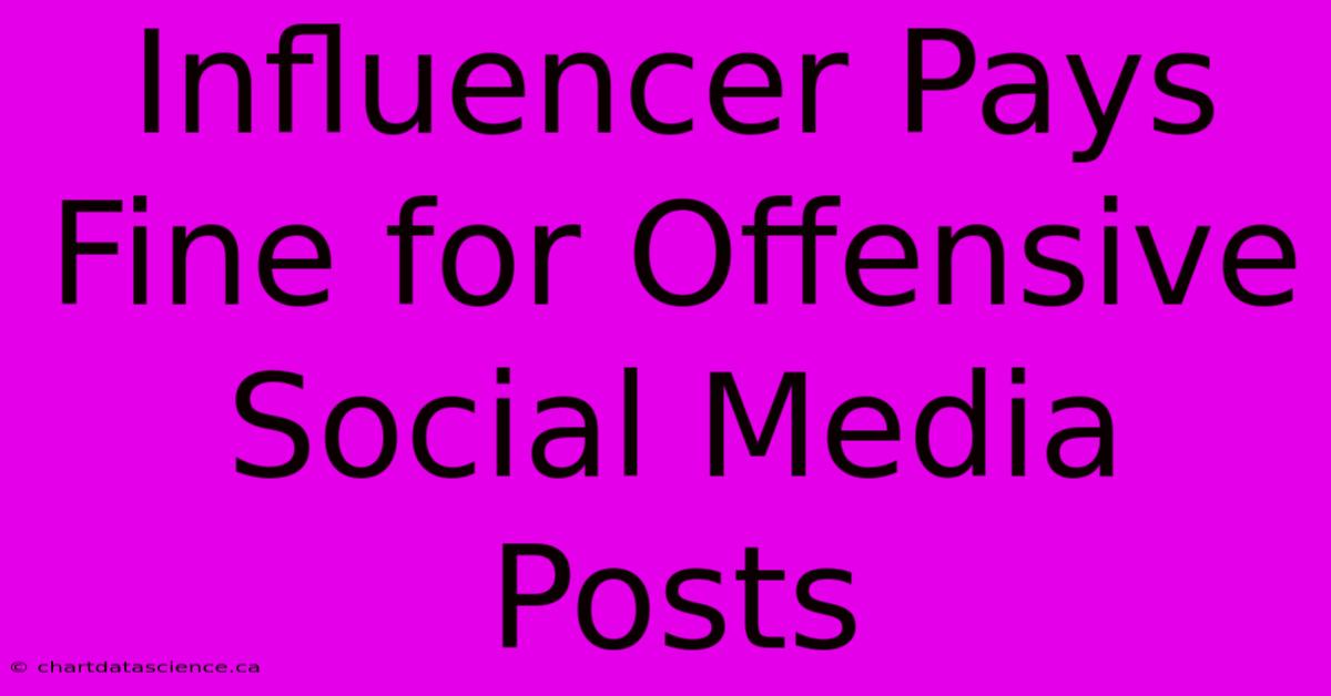 Influencer Pays Fine For Offensive Social Media Posts