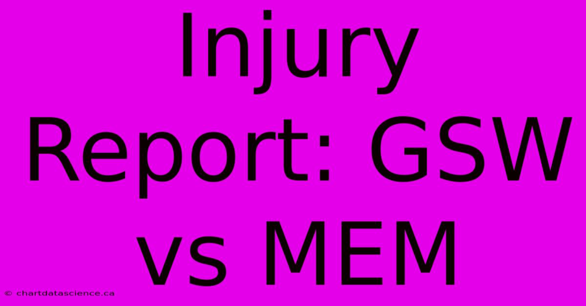 Injury Report: GSW Vs MEM