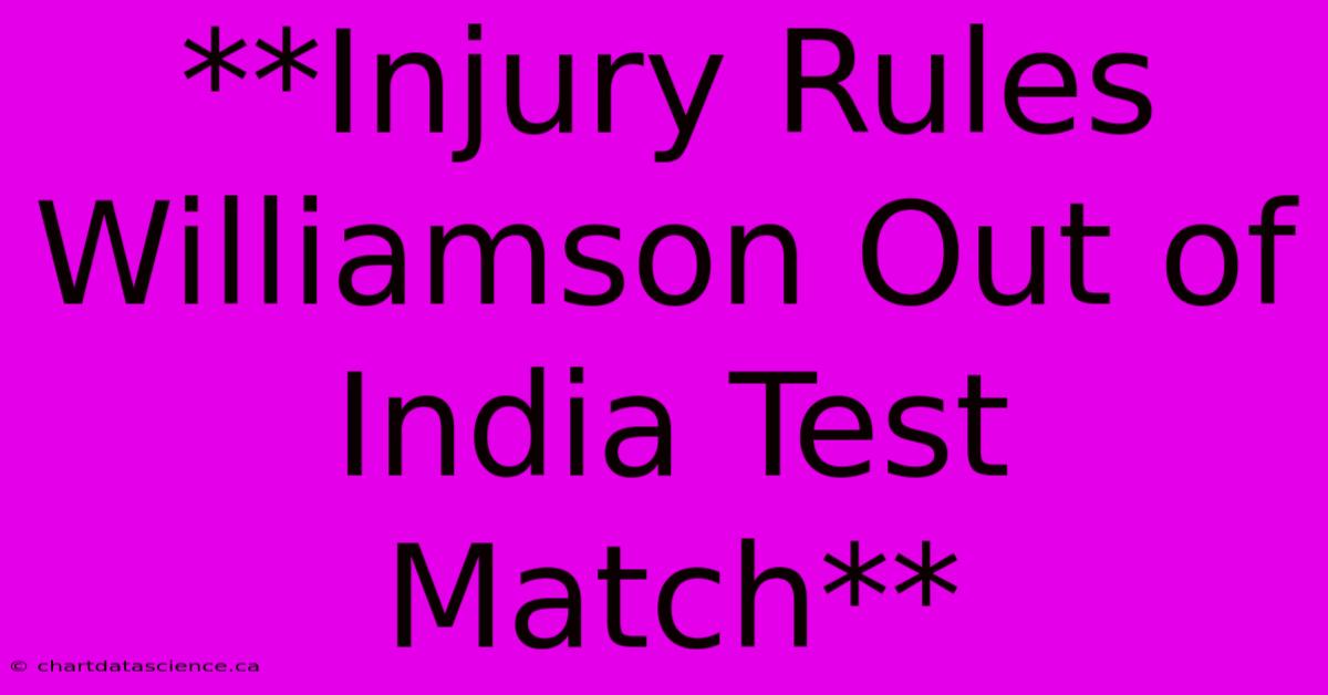 **Injury Rules Williamson Out Of India Test Match** 