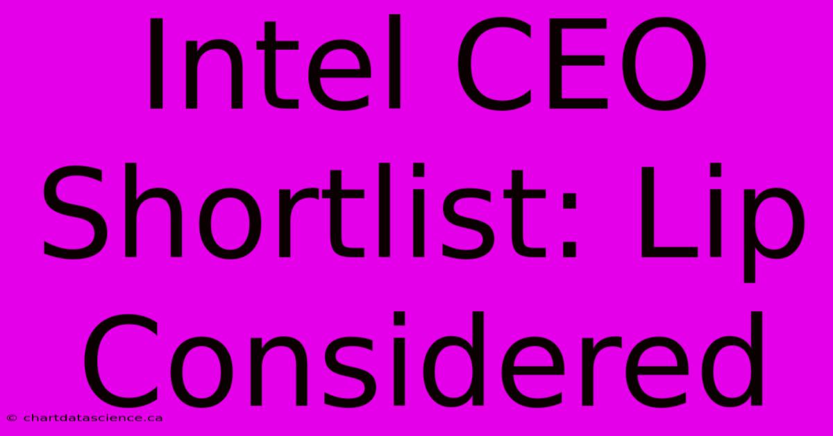 Intel CEO Shortlist: Lip Considered