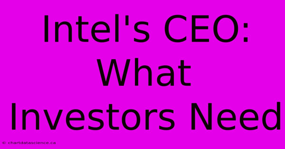 Intel's CEO: What Investors Need