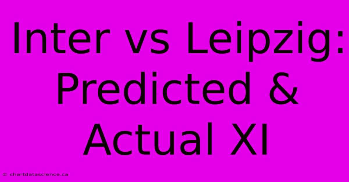 Inter Vs Leipzig: Predicted & Actual XI