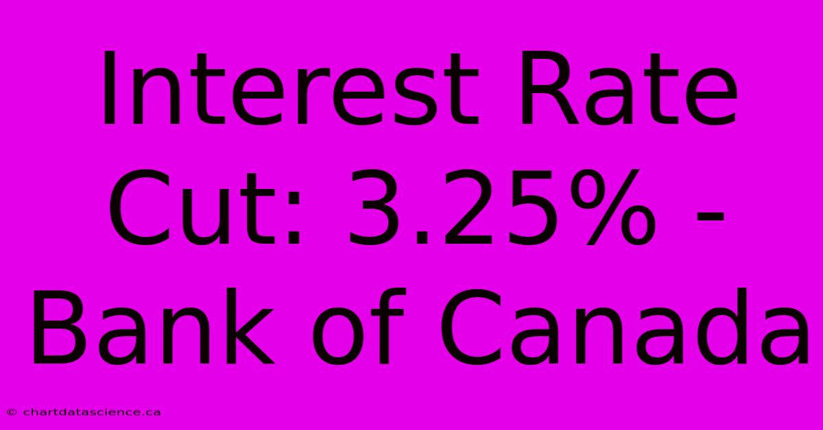 Interest Rate Cut: 3.25% - Bank Of Canada