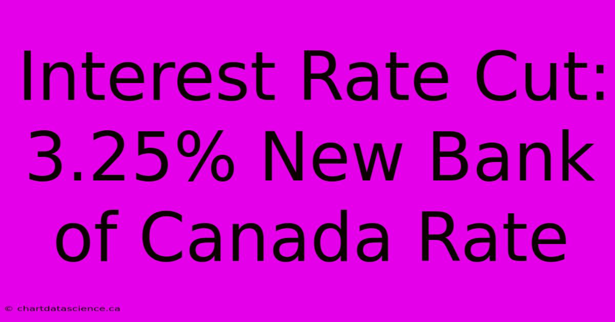 Interest Rate Cut: 3.25% New Bank Of Canada Rate